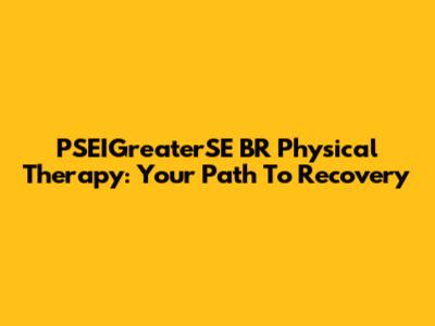 PSEIGreaterSE BR Physical Therapy: Your Path To Recovery