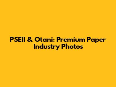 PSEII & Otani: Premium Paper Industry Photos