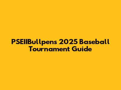 PSEIIBullpen's 2025 Baseball Tournament Guide