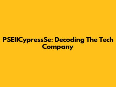 PSEIICypressSe: Decoding The Tech Company