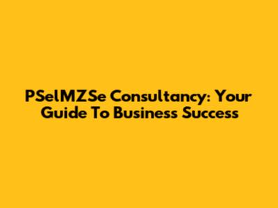 PSelMZSe Consultancy: Your Guide To Business Success