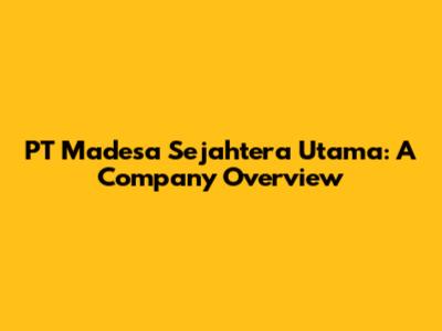 PT Madesa Sejahtera Utama: A Company Overview