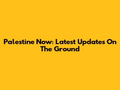 Palestine Now: Latest Updates On The Ground