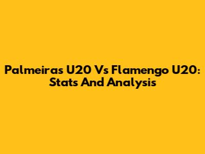 Palmeiras U20 Vs Flamengo U20: Stats And Analysis