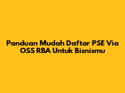 Panduan Mudah Daftar PSE Via OSS RBA Untuk Bisnismu