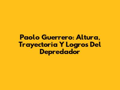 Paolo Guerrero: Altura, Trayectoria Y Logros Del 'Depredador'