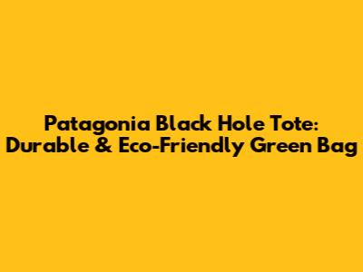 Patagonia Black Hole Tote: Durable & Eco-Friendly Green Bag