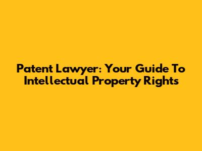 Patent Lawyer: Your Guide To Intellectual Property Rights