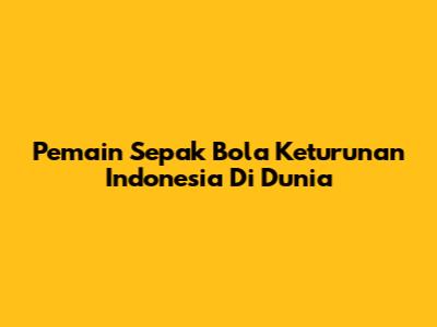 Pemain Sepak Bola Keturunan Indonesia Di Dunia