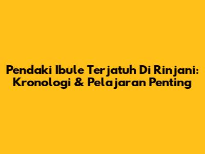 Pendaki Ibule Terjatuh Di Rinjani: Kronologi & Pelajaran Penting