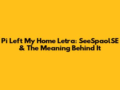 Pi Left My Home Letra: SeeSpaolSE & The Meaning Behind It