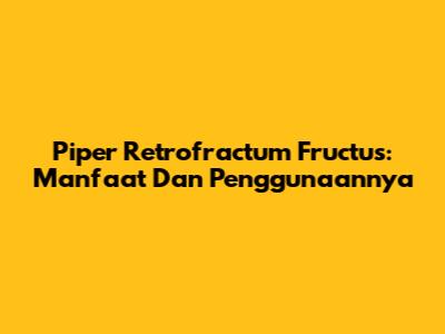 Piper Retrofractum Fructus: Manfaat Dan Penggunaannya