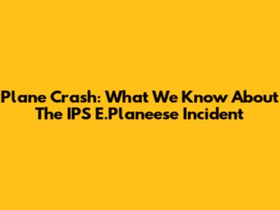 Plane Crash: What We Know About The IPS E.Planeese Incident