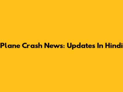 Plane Crash News: Updates In Hindi