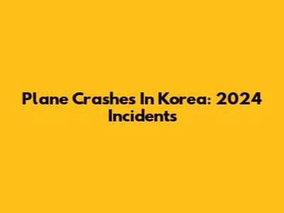 Plane Crashes In Korea: 2024 Incidents