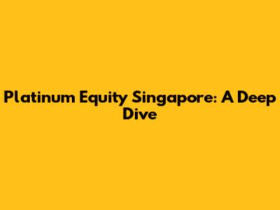 Platinum Equity Singapore: A Deep Dive