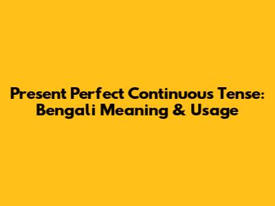 Present Perfect Continuous Tense: Bengali Meaning & Usage