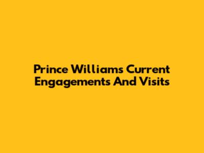 Prince William's Current Engagements And Visits