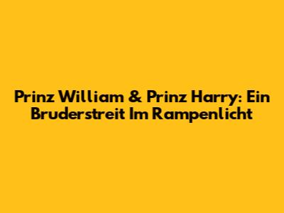 Prinz William & Prinz Harry: Ein Bruderstreit Im Rampenlicht