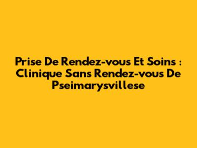 Prise De Rendez-vous Et Soins : Clinique Sans Rendez-vous De Pseimarysvillese