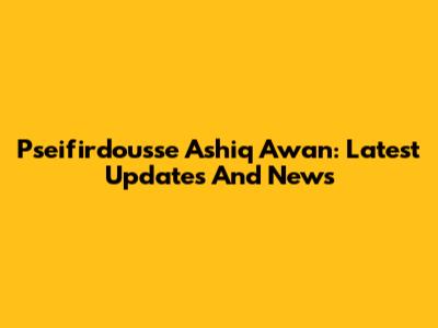 Pseifirdousse Ashiq Awan: Latest Updates And News