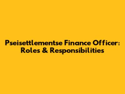 Pseisettlementse Finance Officer: Roles & Responsibilities
