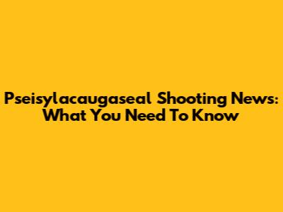 Pseisylacaugaseal Shooting News: What You Need To Know