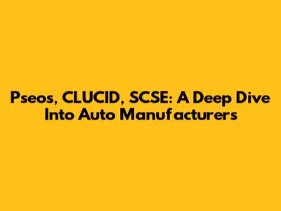 Pseos, CLUCID, SCSE: A Deep Dive Into Auto Manufacturers
