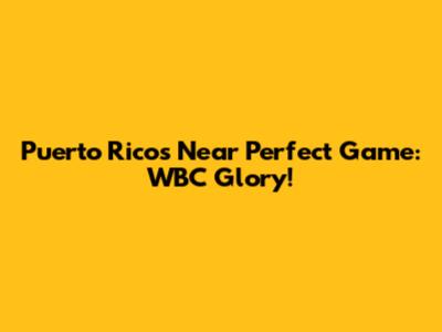 Puerto Rico's Near Perfect Game: WBC Glory!