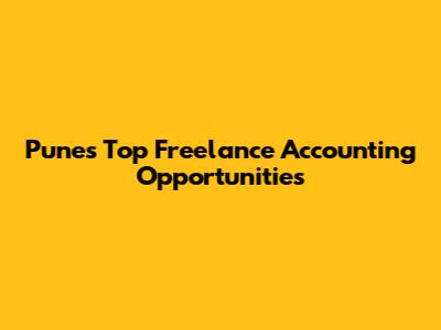 Pune's Top Freelance Accounting Opportunities