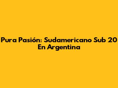 Pura Pasión: Sudamericano Sub 20 En Argentina