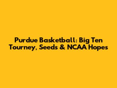 Purdue Basketball: Big Ten Tourney, Seeds & NCAA Hopes