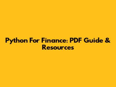 Python For Finance: PDF Guide & Resources