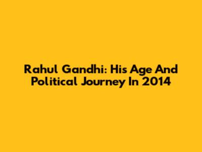 Rahul Gandhi: His Age And Political Journey In 2014