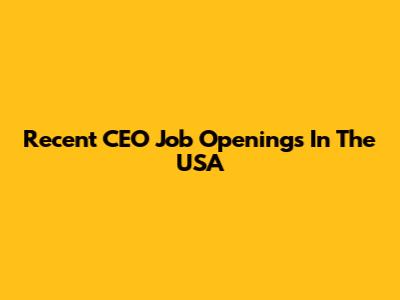 Recent CEO Job Openings In The USA