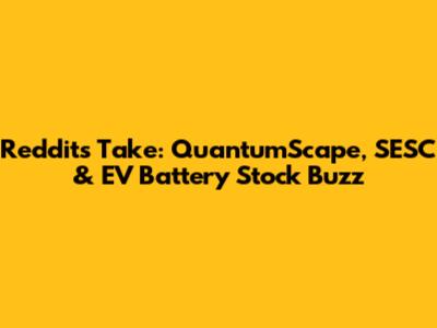 Reddit's Take: QuantumScape, SESC & EV Battery Stock Buzz