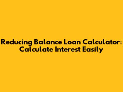 Reducing Balance Loan Calculator: Calculate Interest Easily
