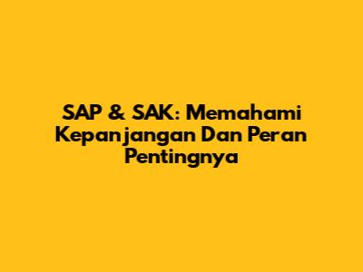 SAP & SAK: Memahami Kepanjangan Dan Peran Pentingnya