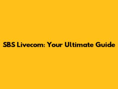 SBS Livecom: Your Ultimate Guide