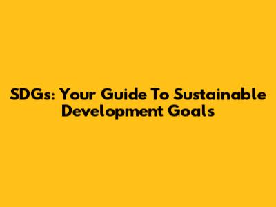 SDGs: Your Guide To Sustainable Development Goals