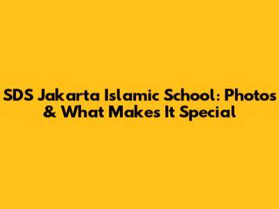SDS Jakarta Islamic School: Photos & What Makes It Special