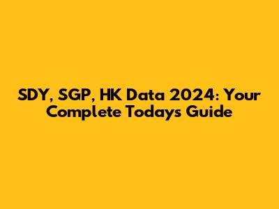 SDY, SGP, HK Data 2024: Your Complete Today's Guide