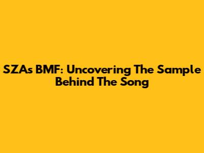 SZA's BMF: Uncovering The Sample Behind The Song
