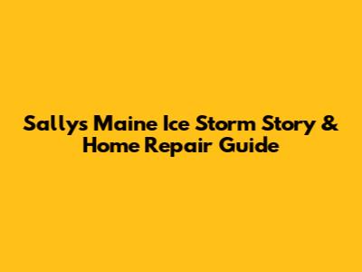 Sally's Maine Ice Storm Story & Home Repair Guide