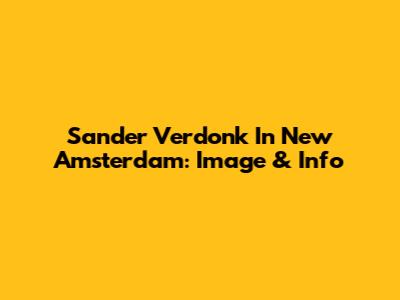 Sander Verdonk In New Amsterdam: Image & Info