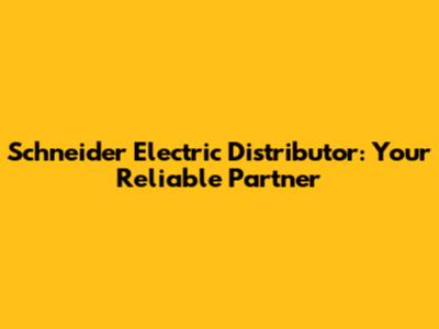 Schneider Electric Distributor: Your Reliable Partner