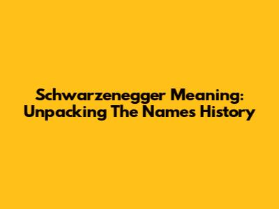 Schwarzenegger Meaning: Unpacking The Name's History