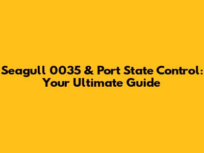 Seagull 0035 & Port State Control: Your Ultimate Guide