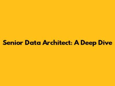 Senior Data Architect: A Deep Dive