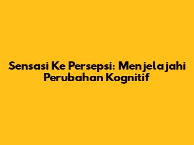 Sensasi Ke Persepsi: Menjelajahi Perubahan Kognitif